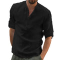 Camisa de Linho Masculina, Casual Manga Comprida Premium